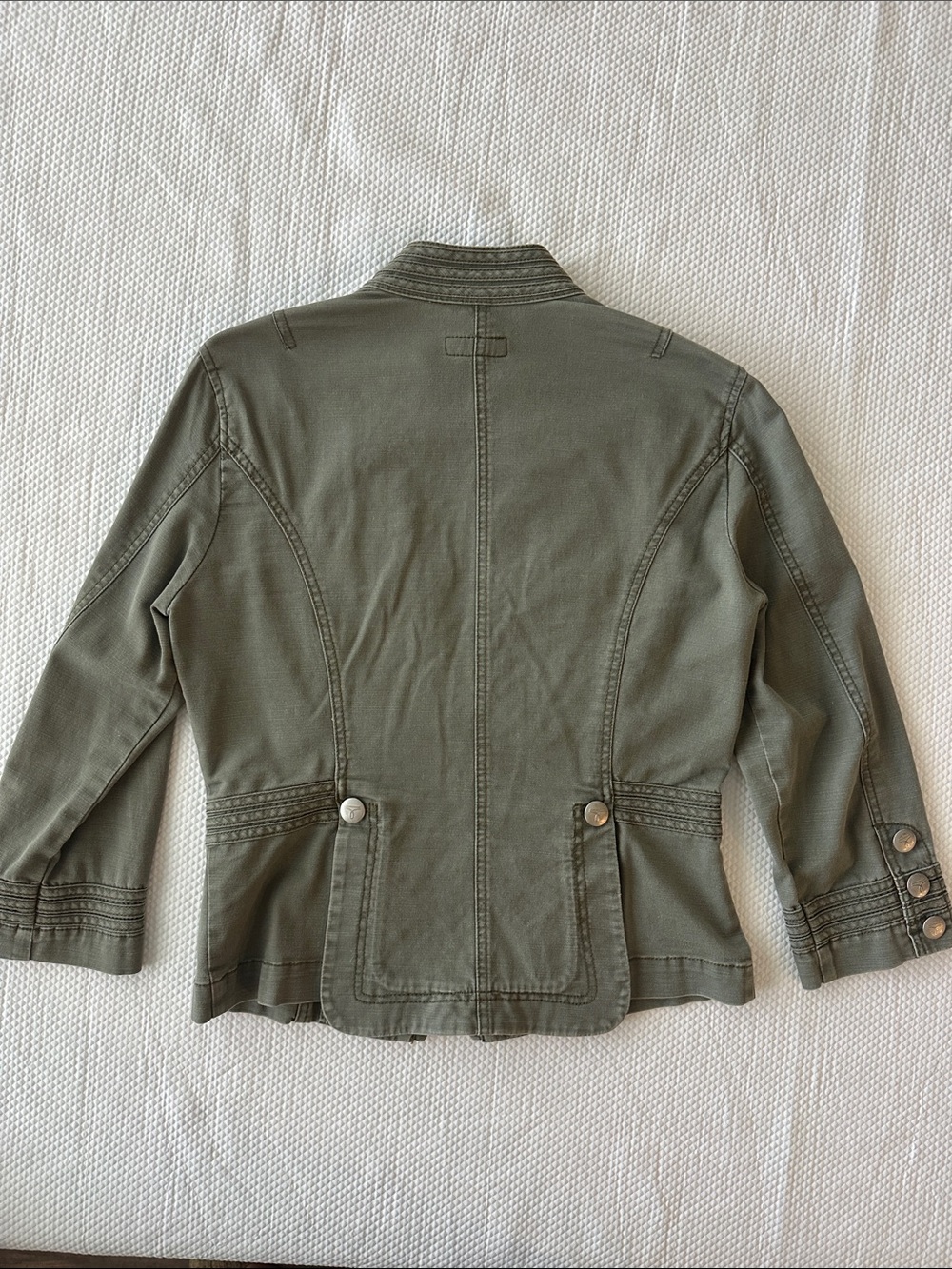 Calvin Klein Jeans Olive Military Utility Jacket Pewter Buttons L - Picture 3 of 3